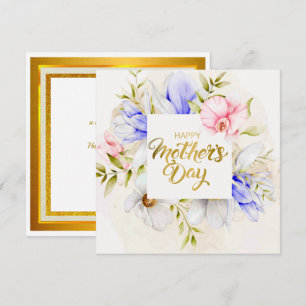 Waterverf Gelukkige Moederdag – Elegante Bloemen Kaart