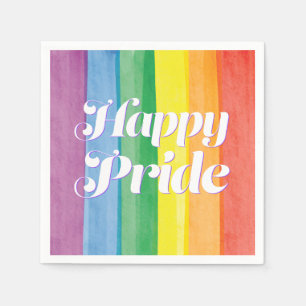 Waterverf Gelukkige Pride Regenboog Servet