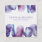 * Waterverf Gem Cosmos Gemstone Universe Crystals Vierkante Visitekaartje (Voorkant)