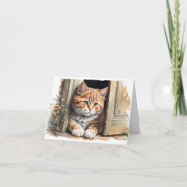 Waterverf gember kat notitie Kaart