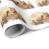 Waterverf gemberkat op hooi cadeaupapier (Rol Hoek)