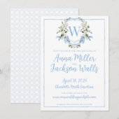 Waterverf-gemberpot-monogram-wapenschild, blauw-wi save the date (Voorkant / Achterkant)