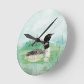 Waterverf Gemeenschappelijke Loon Natuur Wildernes Ronde Klok (Hoek)