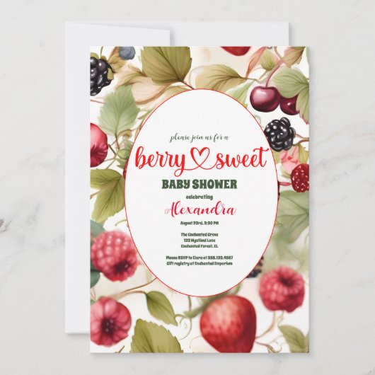 Waterverf gemengd Baby shower zomerbessen Kaart (Voorkant)