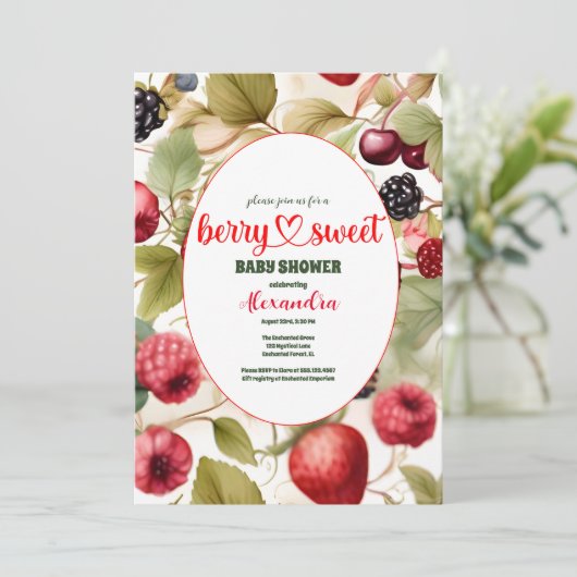 Waterverf gemengd Baby shower zomerbessen Kaart (Staand voorkant)
