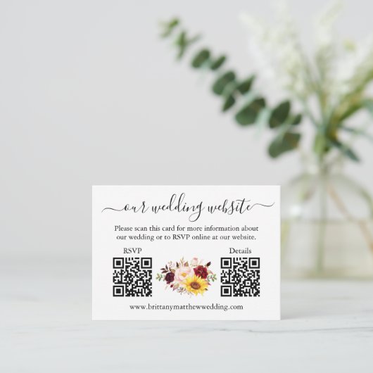 Waterverf Gemengd Floral 2 QR RSVP - Gegevens Informatiekaartje (Staand voorkant)