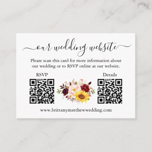 Waterverf Gemengd Floral 2 QR RSVP - Gegevens Informatiekaartje (Voorkant)