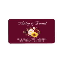 Waterverf Gemengd Floral Bourgogne Adres Etiket