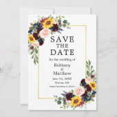 Waterverf Gemengd Floral Burgundy Gold Elegant Save The Date (Voorkant)