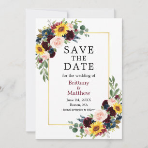Waterverf Gemengd Floral Elegant Gold Lijst Save The Date