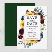 Waterverf Gemengd Floral Gold Lijst Groen Save The Date (Voorkant / Achterkant)
