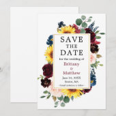 Waterverf Gemengd Floral Gold Lijst Save The Date (Voorkant / Achterkant)