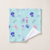 Waterverf gemengd kleurig kwal blauw bad handdoek (Wasdoekje)