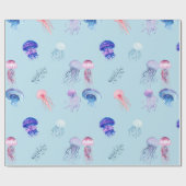 Waterverf gemengd kleurig kwal blauw cadeaupapier (Vlak)