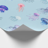 Waterverf gemengd kleurig kwal blauw cadeaupapier (Hoek)