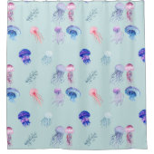 Waterverf gemengd kleurig kwal blauw douchegordijn (Voorkant)