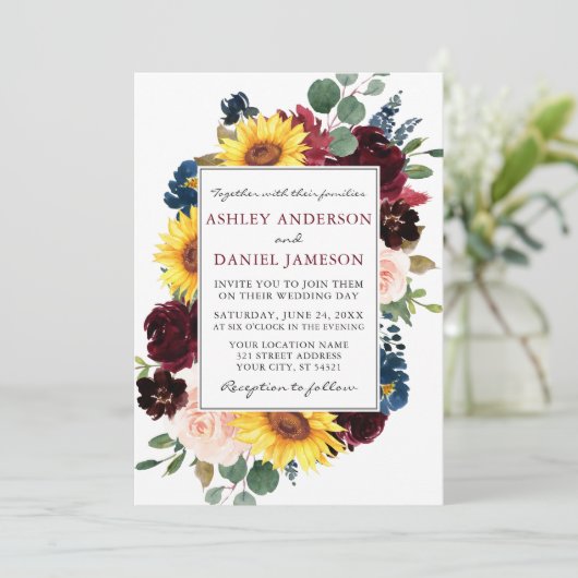 Waterverf gemengd Lijst Foto bruiloft Kaart (Staand voorkant)