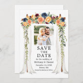 Waterverf gemengde bloemen bruidsceremonie baldaki save the date (Voorkant / Achterkant)