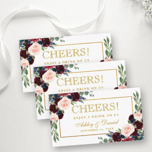 Waterverf Gemengde Bloemen Bruiloft Drink Ticket K Informatiekaartje