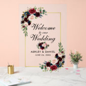 Waterverf Gemengde Bloemen Goud Lijst Bruiloft Wel Acryl Bord (Huwelijk)