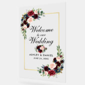 Waterverf Gemengde Bloemen Gouden Bruiloft Welkom Acryl Bord (Hoek)
