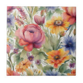  Waterverf Gemengde Bloemen in Bloom Tegeltje (Voorkant)