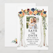 Waterverf gemengde bloemenaart bruiloftskluifel fo save the date (Voorkant / Achterkant)
