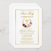 Waterverf Gemengde bloemenkrans eerste communie Kaart (Voorkant / Achterkant)