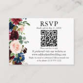 Waterverf gemengde Floral Blue QR RSVP bruiloft Informatiekaartje (Voorkant)