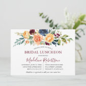 Waterverf Gemengde Floral Bridal Lunch Burgundy Kaart (Staand voorkant)