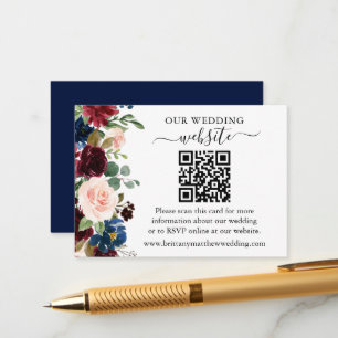 Waterverf gemengde Floral bruiloft QR Enclosu Informatiekaartje