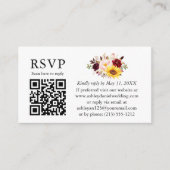 Waterverf gemengde Floral bruiloft QR RSVP Bourgog Informatiekaartje (Voorkant)