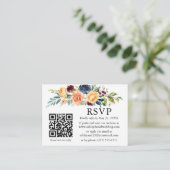 Waterverf gemengde Floral bruiloft QR RSVP Informatiekaartje (Staand voorkant)