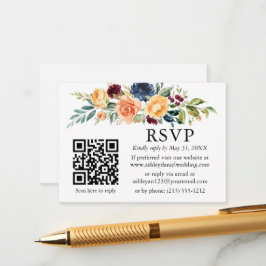 Waterverf gemengde Floral bruiloft QR RSVP Informatiekaartje