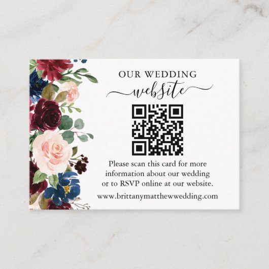Waterverf gemengde Floral bruiloft QR-website Informatiekaartje (Voorkant)