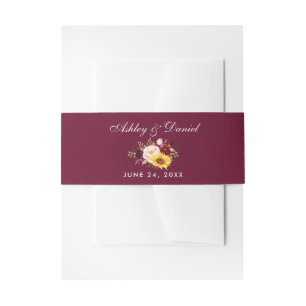 Waterverf gemengde Floral Burgundy Wedding Uitnodigingen Wikkel