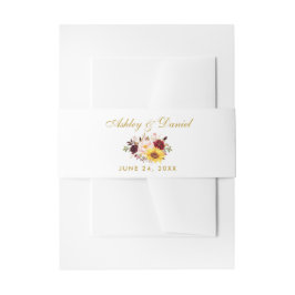 Waterverf Gemengde Floral Gold Wedding Invitation Uitnodigingen Wikkel