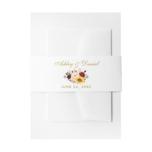 Waterverf Gemengde Floral Gold Wedding Invitation Uitnodigingen Wikkel