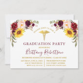 Waterverf gemengde Floral Medical Graduation Party Kaart (Voorkant)