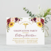 Waterverf gemengde Floral Medical Graduation Party Kaart (Staand voorkant)