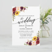 Waterverf Gemengde Floral Modern Calligraphy Weddi Kaart (Staand voorkant)