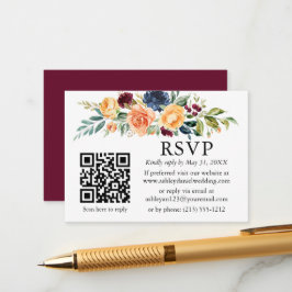 Waterverf gemengde Floral QR Wedding RSVP Informatiekaartje