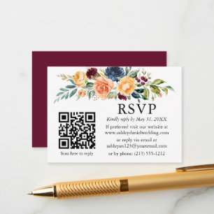 Waterverf gemengde Floral QR Wedding RSVP Informatiekaartje