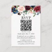 Waterverf gemengde Floral Weddenschap Blue QR RSVP Informatiekaartje (Voorkant)
