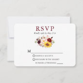 Waterverf gemengde Floral Wedding Burgundy RSVP Kaartje (Voorkant)
