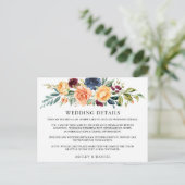 Waterverf gemengde Floral Wedding Details Kaart (Staand voorkant)