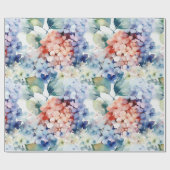 Waterverf Gemengde Kleur Hydrangea Flowers Cadeaupapier (Vlak)