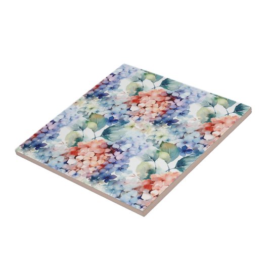 Waterverf Gemengde Kleur Hydrangea Flowers Tegeltje (Zijkant)