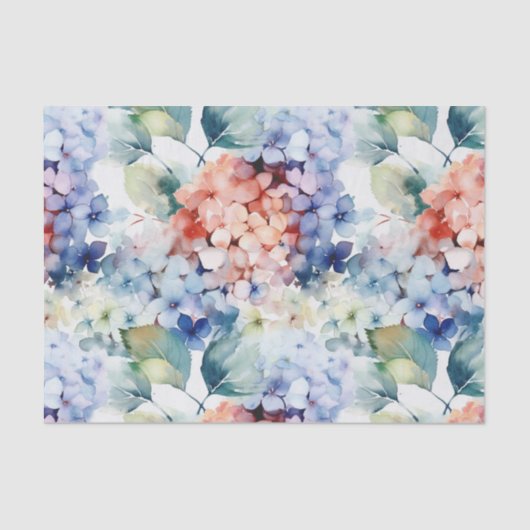 Waterverf Gemengde Kleur Hydrangea Flowers Tissuepapier (Voorkant)