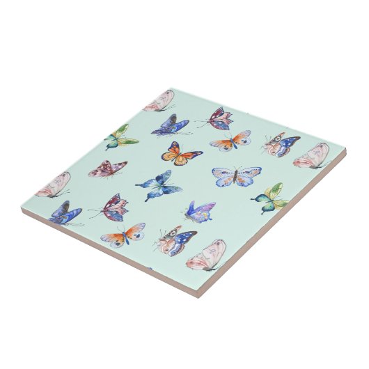 Waterverf gemengde kleurrijke vlinders tegeltje (Zijkant)
